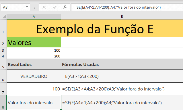 Função E do Excel determina condição verdadeira