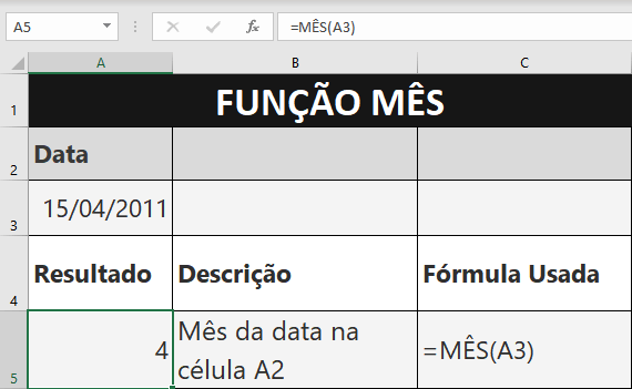 Função MÊS do Microsoft Excel