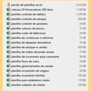 Pacote de Planilhas de Excel