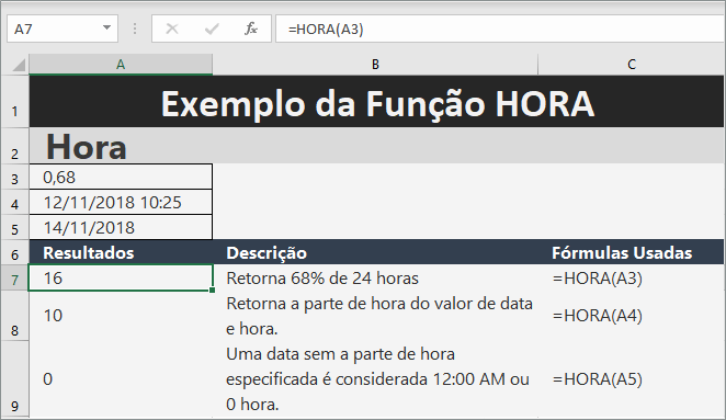 Função HORA no Excel saiba como usar