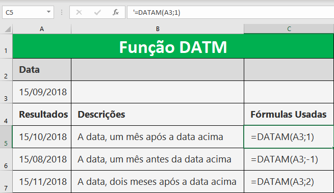 Função DATAM calcula a data de liquidação