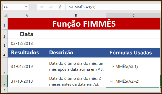 Função FIMMÊS do Excel saiba como usar