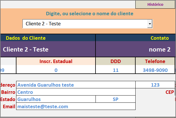 Planilha de Cadastro de Clientes