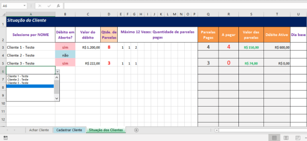 pesquisa de clientes na planilha