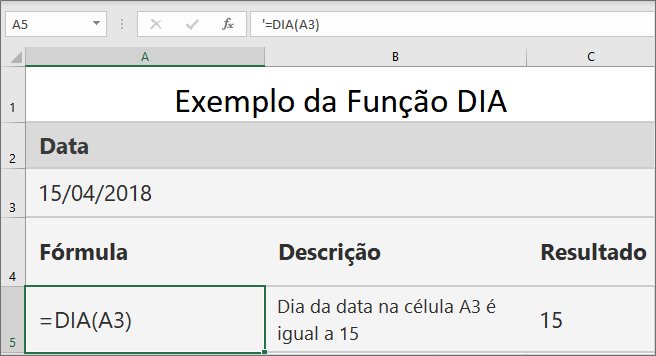 Função DIA do Excel saiba como usar