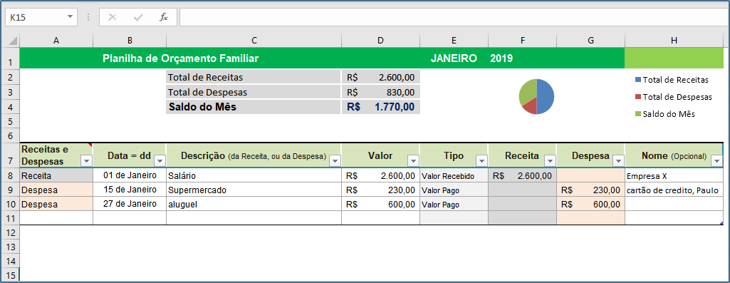 Planilha De Orçamento Familiar Planejamento De Custos Tudo Excel