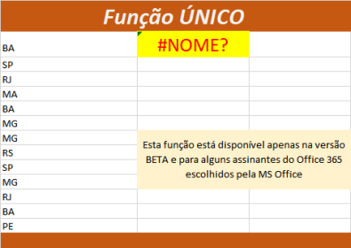 Função ÚNICO do Excel como usar