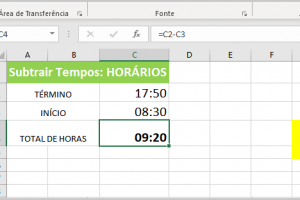 Adicionar ou Subtrair Intervalos de Tempos no Excel
