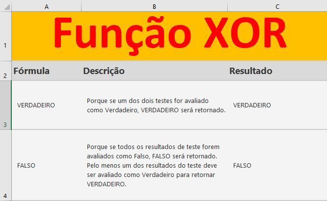 Função XOR do Excel Teste Agora