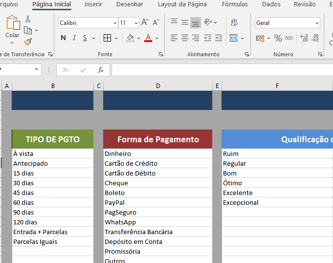 Cadastrar formas de pagamento