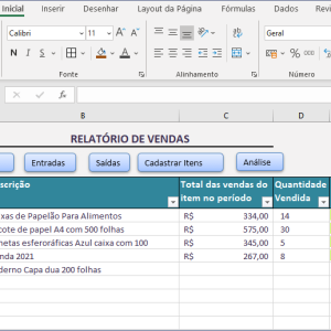 Planilha de Excel Para Estoque e Vendas