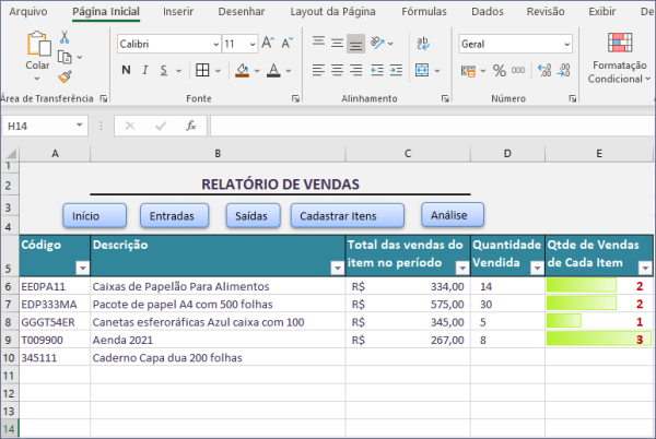 Planilha de Excel Para Estoque e Vendas