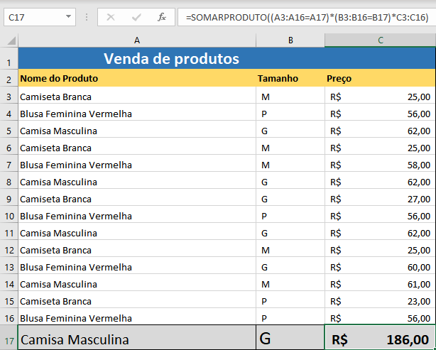 Função SOMARPRODUTO no Excel Saiba Como Usar