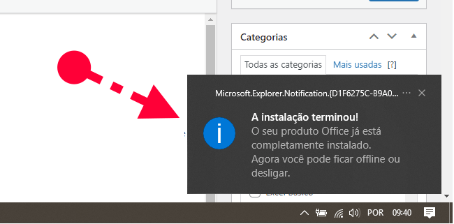 Instalação do office Concluída