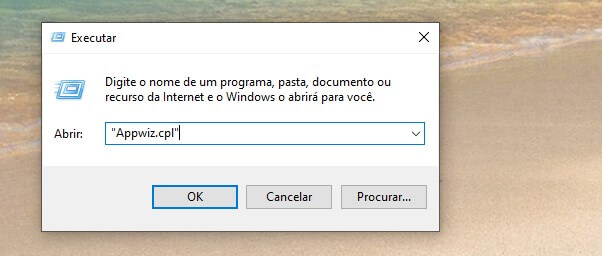 Digite Appwiz.cpl - em Meu Excel sumiu