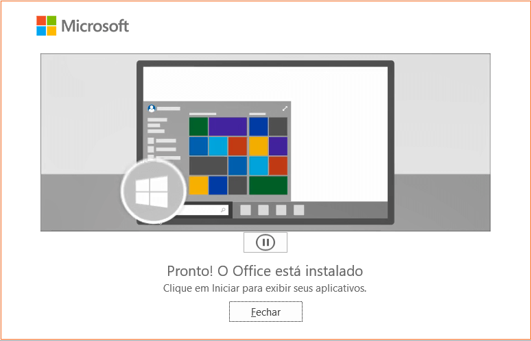 Fechar a instalação do office