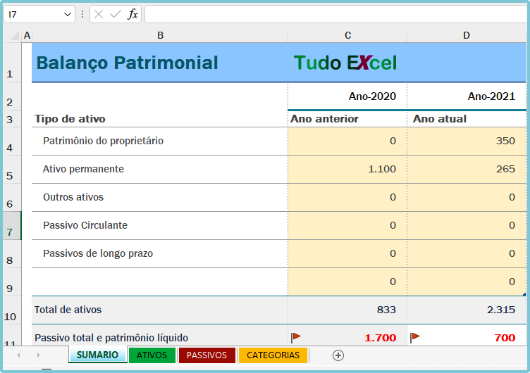 Planilha de Balanço Patrimonial Baixe Grátis