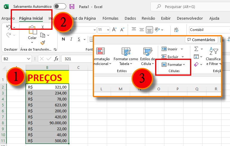 alterar moeda na planilha