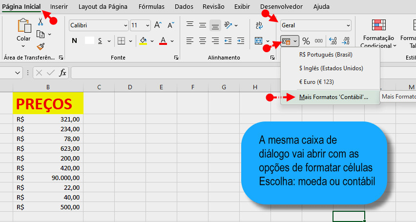 Formato contábil de números