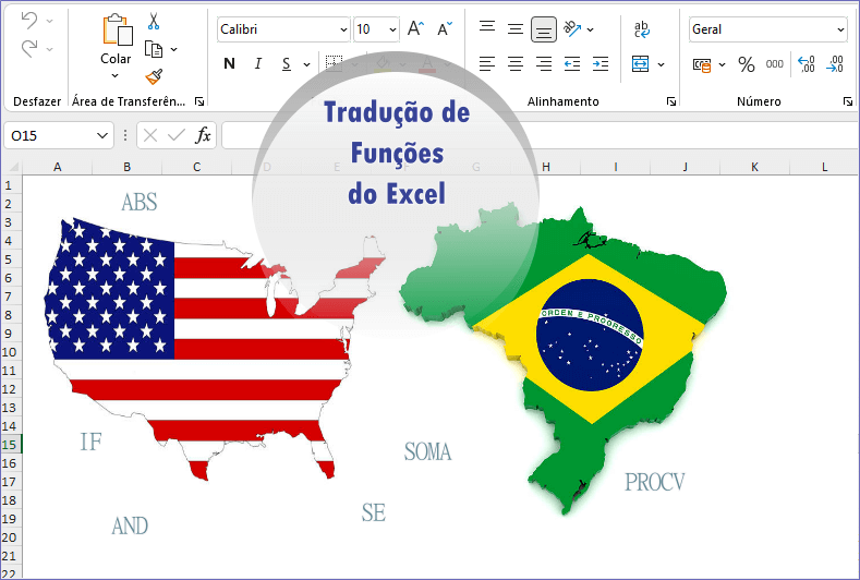 tradução de funções do MS Excel português e inglês