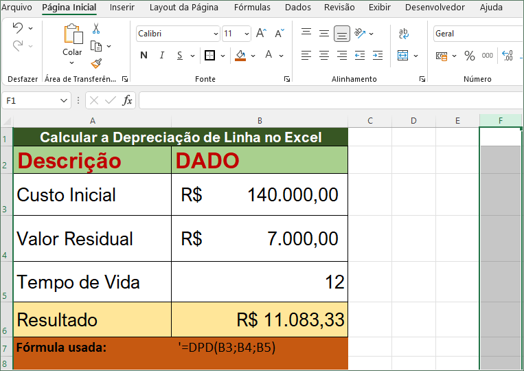 Como calcular a depreciação de linha reta no Excel