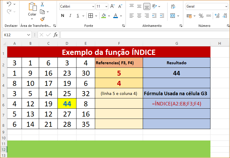 Função INDEX, confira exemplos no Excel
