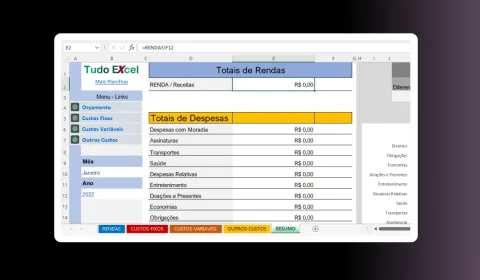 Planilha de Controle Financeiro Pessoal