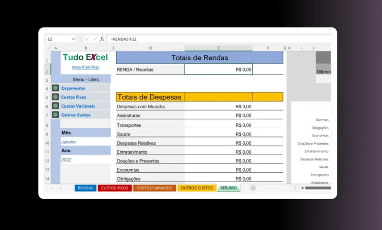 Planilha de Controle Financeiro Pessoal