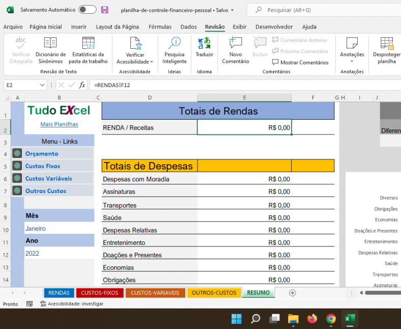 Planilha De Controle Financeiro Pessoal Baixe Grátis Tudo Excel