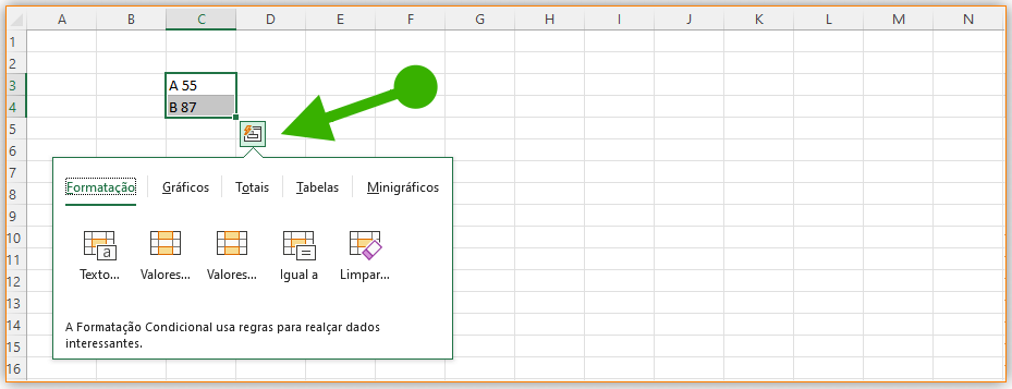 Análise das marcas inteligentes no Excel