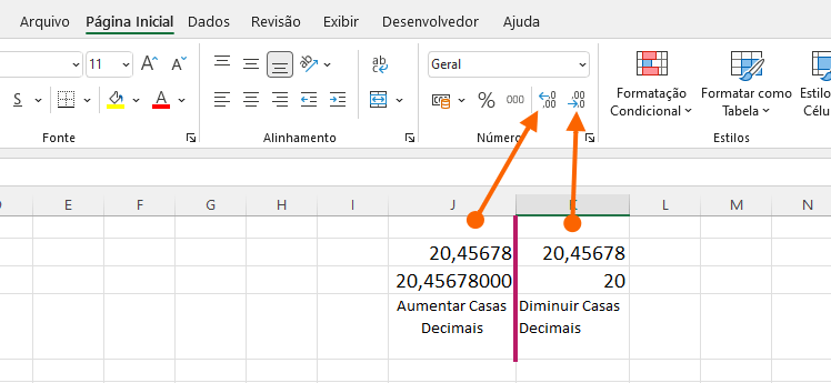 Arredondar números com formato de células