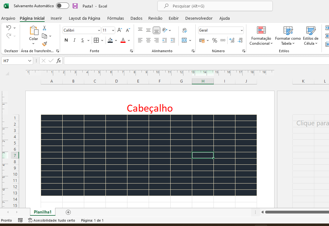 Como excluir cabeçalho e rodapé na planilha de Excel