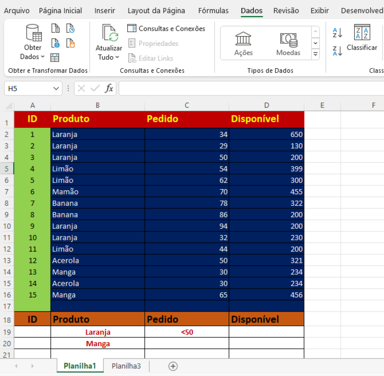 Como filtrar dados de várias colunas ao mesmo tempo no Excel