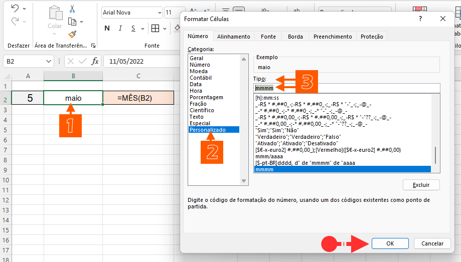 Formato de data personalizada no Excel