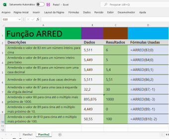 Função ARRED no Excel