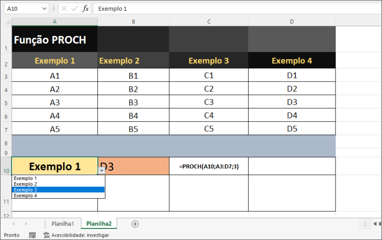 Exemplos da Função PROCH