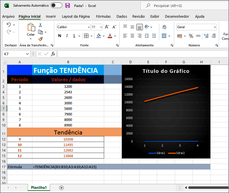 Função TENDÊNCIA do Excel como usar na planilha