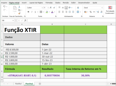 Função XTIR do Excel