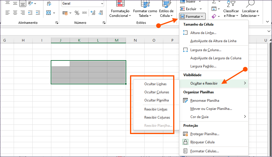 Como ocultar células, linha e colunas não utilizadas no Excel