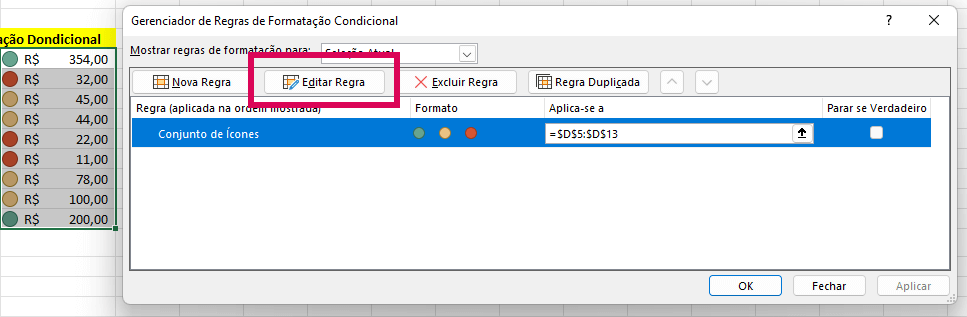 Editar Regras da Formatação Condicional no Excel