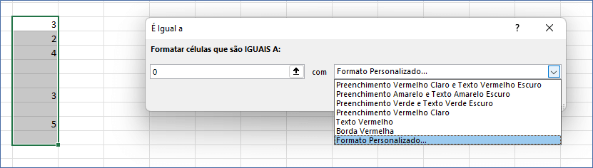 Ocultar valores ZERO no Excel com F.C.