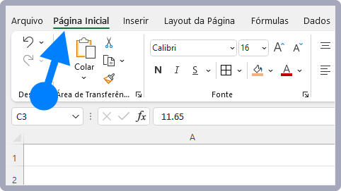 Guia Página Inicial do Excel