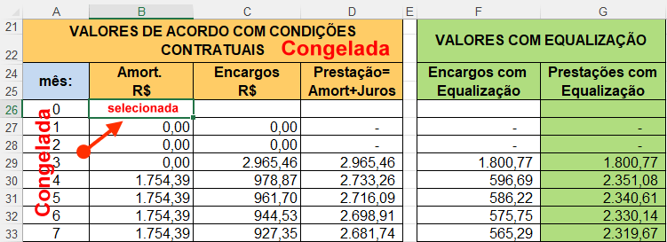 Selecionar uma célula no meio da planilha