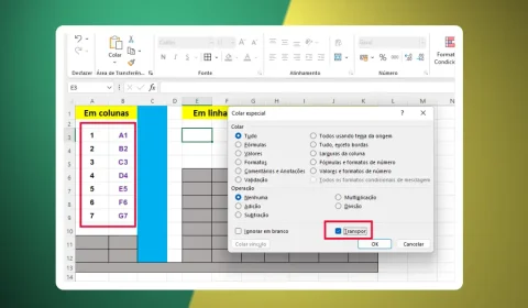 Girar Tabelas de Dados de Colunas para Linhas no Excel