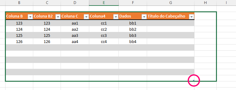 Redimensionar tabelas puxando e soltando