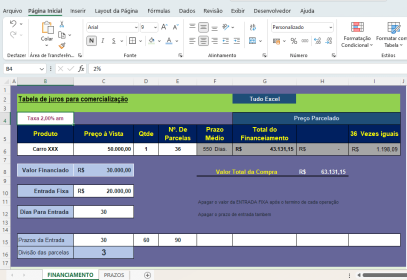 Planilha para calcular financiamento de veículos