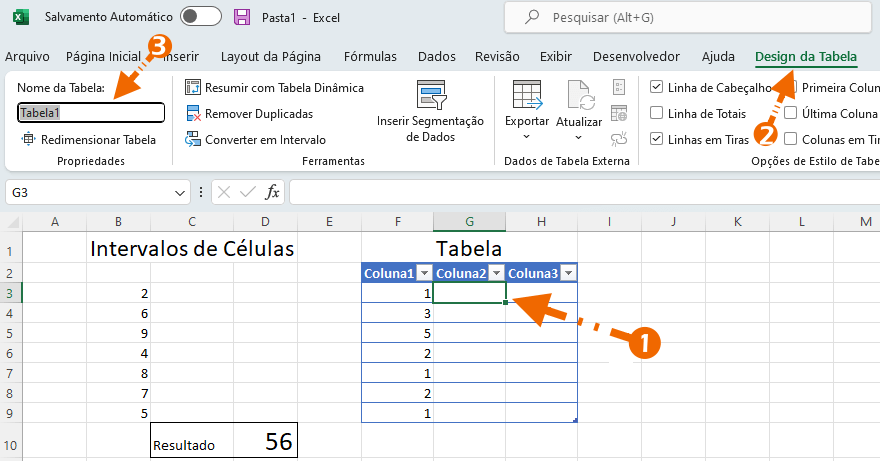 como renomear uma tabela no Excel
