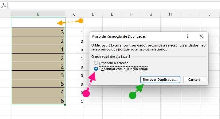 Continuar com a seleção atual no Excel