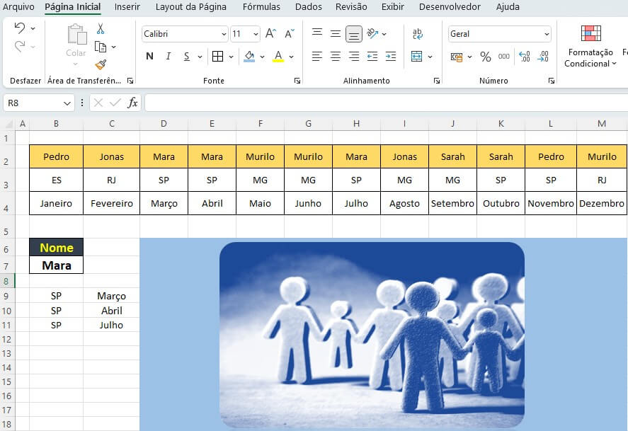 Como filtrar valores distribuídos em linhas no Excel