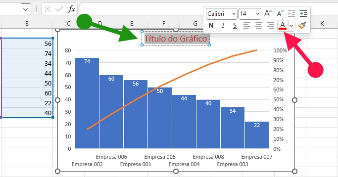 Primeiro altere o título do gráfico